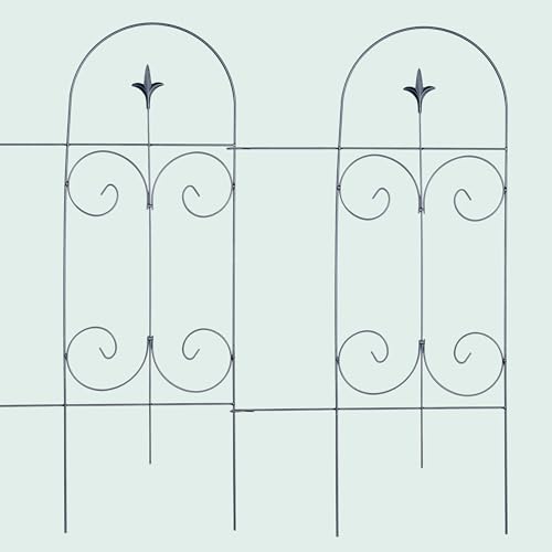 Bordure de massif en métal Relaxdays lot de 5 clôtures noires 81x44 cm à piquer pour jardin