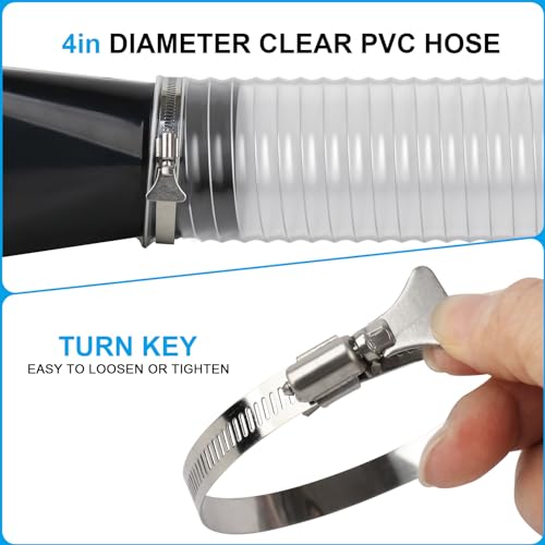 Elecoman 4" x 50' Heavy PVC Dust Collection Hose, Flexible Clear Debris and Fume Collector With Stainless Steel Clamps for 4" Ports, Ideal for Shop Vacuums by Elecoman - Image 6