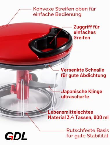GDL Zwiebelschneider mit Seilzug,800ML Zwiebel Zerkleinerer Gemüseschneider – Ansicht 6