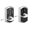 Schlage Touch Electronic Lock, Lever Handle, Camelot Trim, Bright Chrome