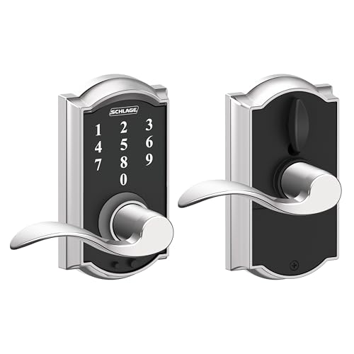 Schlage Touch Camelot Electronic Lock with Lever Handle, Touchscreen Keypad, Keyless Front Door Entry, Bright Chrome, FE695 CAM 625 ACC by SCHLAGE - Used condition - CA$85.80