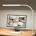 SKYLEO Led Desk Lamp - 33.5" Desk Light - Flexible Gooseneck - 5 Color Modes X 11 Brightness Levels - 1300LM - Timmer & Memory Function - 12W Clip on Light - White