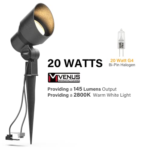 Venus Manufacturing 6 Pack Low Voltage Landscape Spotlight 20W Halogen Outdoor Landscape Lighting Kits 145 Lumen Black Waterproof Flood Lights 12V 2800K Warm White Metal Tree Lights For Garden & Yard #TOP1