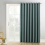 Sun Zero Easton Extra Wide Blackout Energy Efficient Grommet Patio Door Curtain Panel, 100 x 84 Inch, Mineral Blue