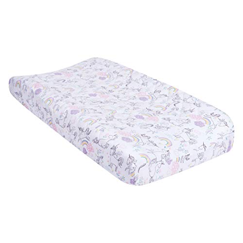 Image of Trend Lab Quilted Jersey Changing Pad Cover, Playful Unicorns