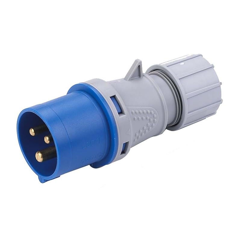 TEW Deligo 32A 3 Pin (2P+E) Blue IP44 Industrial Plug 240V