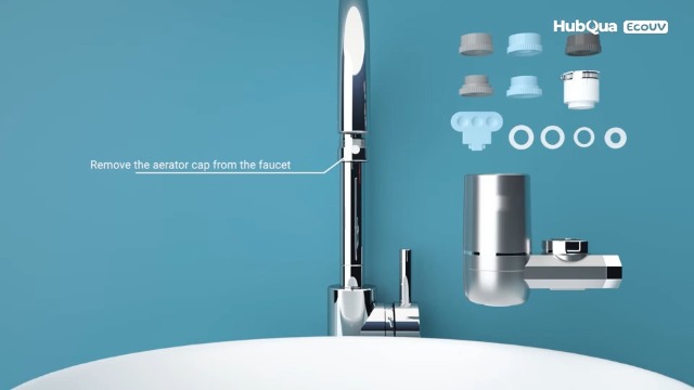 HAHN Technology® Filtre à eau pour robinet – acier inoxydable avec cartouche charbon actif Plus | Eau propre et saine | Élimine chlore, microplastiques et impuretés