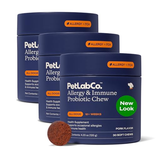 PetLab Co. Allergy & Immune Probiotics for Dogs, Support Seasonal Allergies, Gut & Digestive Health - Pork Flavor - 30 Soft Chews - Pack of 3
