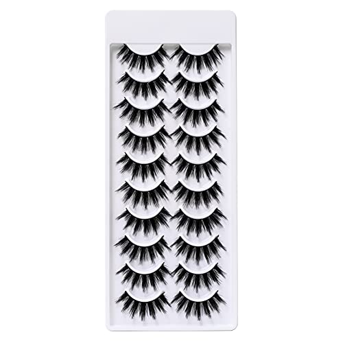 Faux Mink Lashes Fake Eyelashes Long Fluffy Natural Lashes Cross Volume Thick Eye Lashes Handmade Reusable Luxurious Strip Lashes Soft 10Pairs