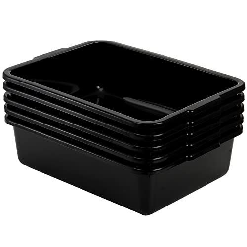 image for Bekith 5 Pack Plastic Bus Tubs, Commercial Wash Basin Tote Box, Plasti