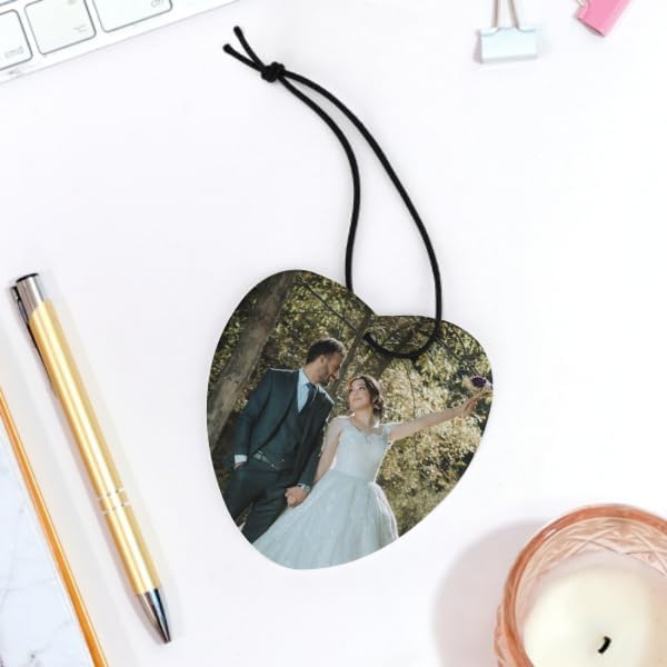 Personalized Air Freshener for Car - Double Sided Photo Custom Car Scents Air Freshener, Gift for Valentine’s Day Birthday Ideal for Car Wardrobe Bathroom Hanging Ornaments (Heart 5pcs)