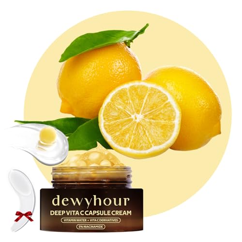 dewyhour Pink Collagen Capsule Face Cream, Lightweight Face Moisturizer, Smoothing & Firming, Brightening Glow, Improves Appearance of Uneven Tone, Korean Skincare, For Dry Skin