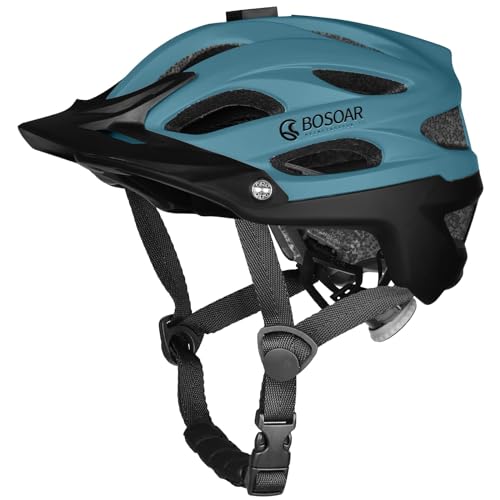 Bosoar Mountain Bike Helmet,Adult Cycling Helmet with Camera Mount and Detachable Visor for Men Women Youth,Suggested Fit 55-61 Cm
