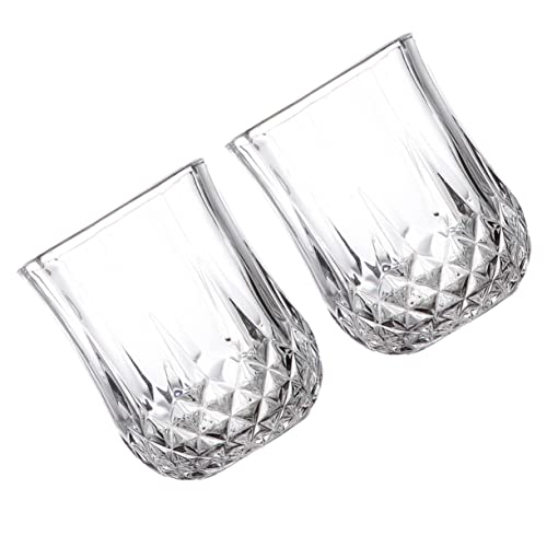 DECHOUS Glass Faceted Beer Cup 2pcs 210ml Short Version Juice Cup Cocktail Coffee Milktea Martini Tumbler Decorative Party Home Use