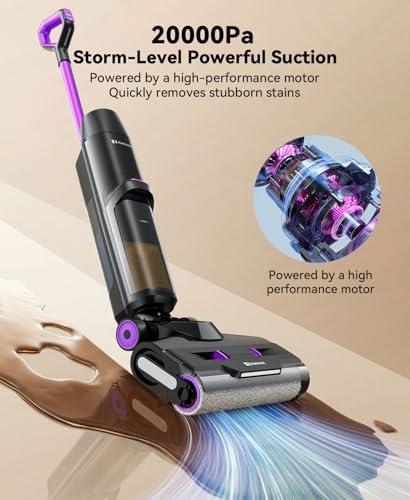 Image of Wet Dry Vacuum Cleaner 20,000Pa,50Mins Runtime Cleaning Area 3013ft,Cordless Vacuum Cleaner, Cordless Vacuum and Mop All in One,Self-Cleaning for Hard Floors Sticky Messes and Pet Hair H15Set