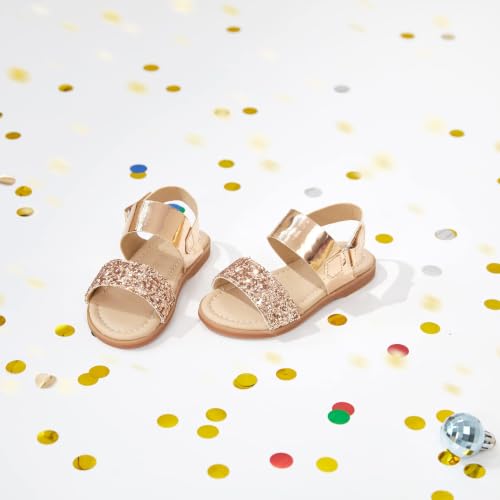 Image of Felix & Flora Toddler Girl Sandals - Little Girl Easter Dress Shoes Lightweight Open Toe Beach Holiday Flats