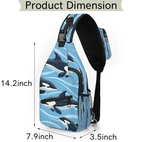 Bolso tipo sling unisex viaje y senderismo delfines miniatura 2