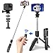 Produktbild SYOSIN Selfie Stick mit Handy und Kamera Stativ (100cm) - 4 in 1 Selfiestick mit Bluetooth-Fernauslöse, 360°Rotation Selfie-Stange für GoPro Action-Kamera und iPhone Android Smartphones
