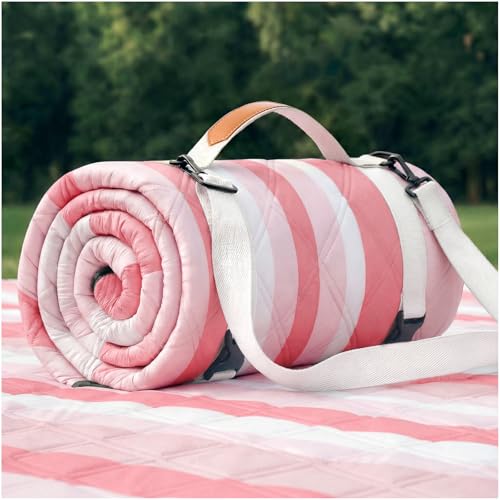 RYCHIC Waterproof Beach Blanket Picnic Outdoor Camping Mat Rug Teen Teenage Tween Sweet Girl Birthday Kid Young Women Daughter Goddaughter College Students 8 9 10 12 13 14 16 17 19 Year Old Pink