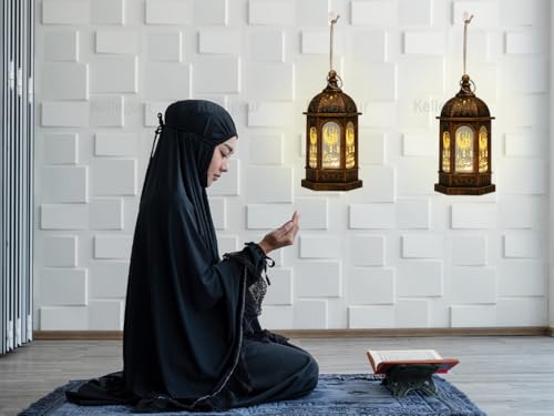 2 Pieses Ramadan Lights Decorations for Home,Eid Mubarak Lantern,Ramadan Decorations for Home,Ramadan Decorations Lamp,Ramadan Mubarak Lanterns Decorative for Eid Home Table Party,Bronze - Image 6