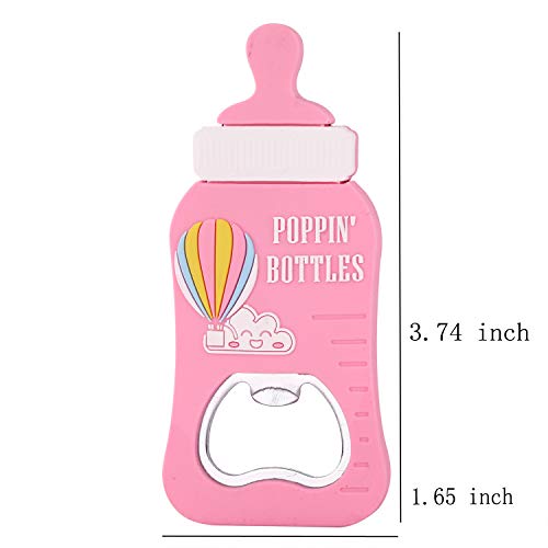 6 Pack Poppin Bottle Bottle Opener Baby Shower Favor Gifts For Guest,Girl Baby Shower Souvenir/Keepsake/Decoration,Refrigerator Magnet Pvc Metal Bottle Opener For Beer Bartender Kitchen (Pink, 6) #TOP1