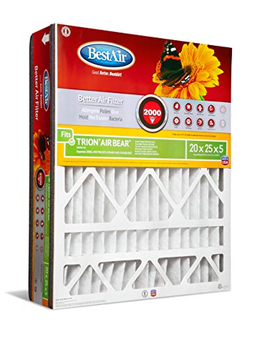 BestAir AB2025 Cleaning Furnace Filter, MERV 11, For Trion Air Bear, Supreme, Skuttle, GeneralAire, Source1, Ultravation & Braeburn Models, 20  x 25  x 5 