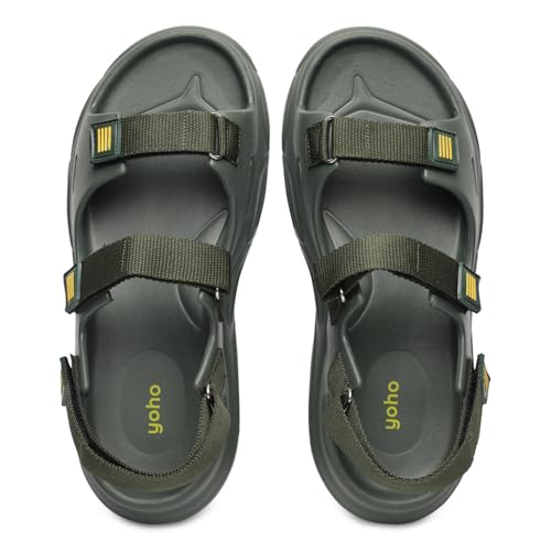 Image of YOHO Trailmark Sports Sandals for Men|Thick Sole for Shock Absorption,Adjustable Strap,Comfortable & Lightweight|Stylish Floaters for Outdoor Casual Wear Footwear - OG