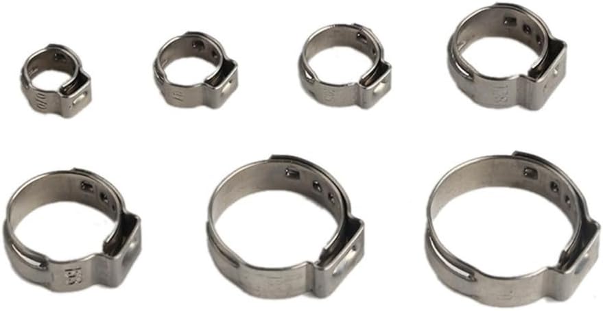 Stainless Steel 304 Pipe Clamp 10PCS,Single Ear Hose Clamp Kit 5.3-31mm,Multiple Sizes for Plumbing & Automotive,7.3,9.0mm