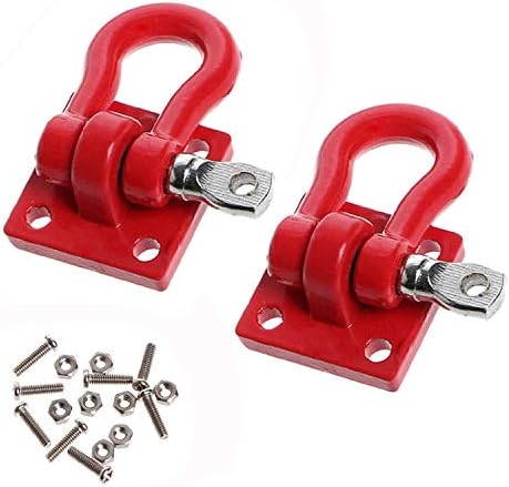 ShareGoo Metal RC Crawler Trailer Tow Hook Hooks Buckle Winch Shackles RC Decorations Accessories Compatible with 1/10 Scale RC Crawler Truck TRX4 D90 SCX10 Climbing Car (Red)
