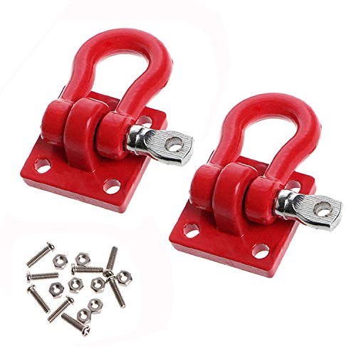 Sharegoo Metal Rc Crawler Trailer Tow Hook Hooks Buckle Winch Shackles Rc Decorations Accessories Compatible With 1/10 Scale Rc Crawler Truck Trx4 D90 Scx10 Climbing Car (Red) #TOP26