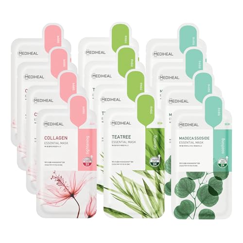Mediheal Sheet Mask Essential HERO 12 Pack (Collagen, Tea Tree, M...
