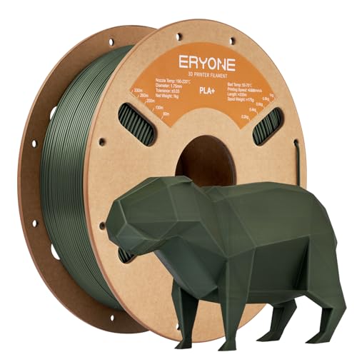 ERYONE Filament PLA+ 1.75 mm,3D Printing Filament PLA Plus for Most FDM 3D Printers,Dimensional Accuracy +/- 0.03 mm,1 kg (2.2 lbs) / Spool, Army Green