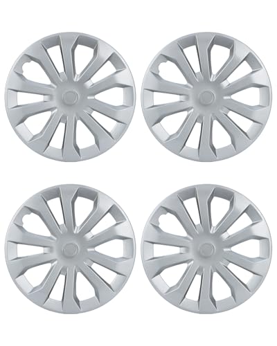 Image of ABX Hubcap Wheel Covers Hub Caps 16 Inch Set of 4 Silver Universal Wheel Rim Cover R16 Stylish Car Decor Wheel Covers for Toyota Camry Nissan Mazda (silver-04, 16 inch)