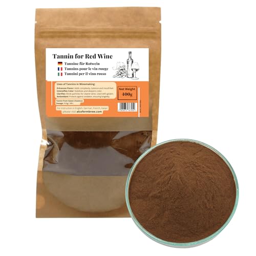 Tanino Natural para Vino Tinto 400 g – Extracto de Castaño – para Clarificación, Afinado y Refuerzo del Color