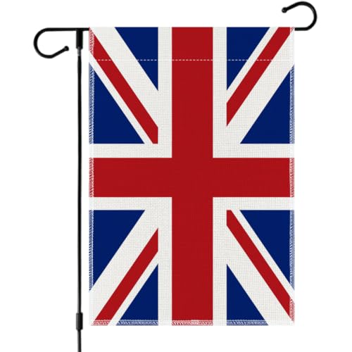 Image of 45 x 32 cm Union Jack Garden Flag for Yard Lawn Outdoor Decor, Bold Fade Proof Double-Sided UK British Flag Banner for Patriotic Decorations, Great Britain Holidays, and British National Pride