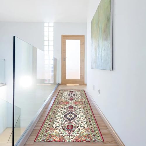 Alfombra de pasillo multicolor estilo vintage lavable de alta resistencia 6