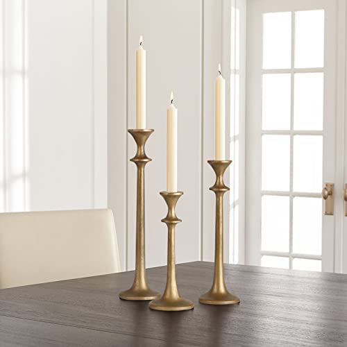Iron Taper Candle Holder - Set of 3 Decorative Candle Stand - Candlestick Holder for Wedding, Dinning, Party - Antique Brass by SUJUN - Image 5