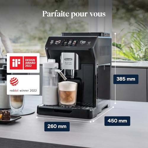 De'Longhi Eletta Explore Cold Brew ECAM452.67.G, Machine à Café Barista avec LatteCrema Hot and Cool, Machine à Espresso, Machine à Café Automatique, Extraction Froide, Pot à Café Inclus, Gris Foncé