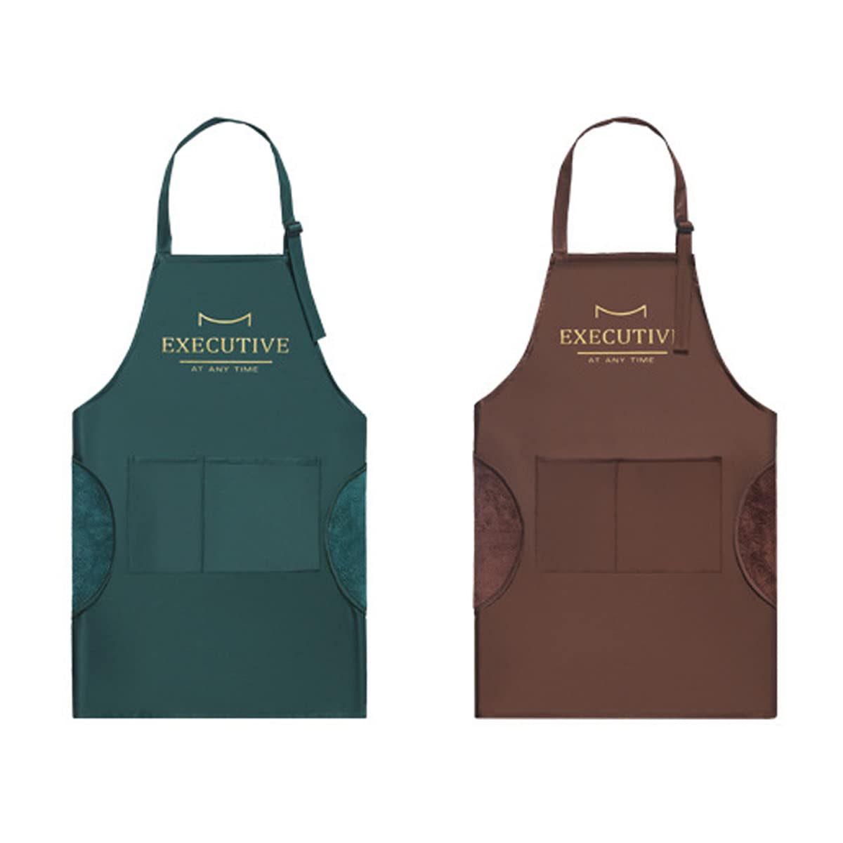 2 Pack Adjustable Bib Apron Waterdrop Resistant with 2 Pockets Cooking Kitchen Aprons for Women Men Chef