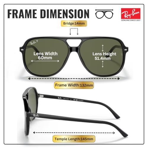 Image of Ray-Ban RB2198 BILL Square Shaped Sunglasses for Men & Women with Official RAYBAN Eyewear Kit