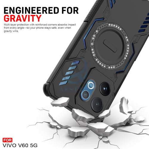 Image of AESTMO Back Case Cover for VIvo V60 / V60E / T4 Pro 5G | Magnetic Case with Built-in Metal Ring | Compatible with MagSafe Accessories | Shockproof Hybrid (PC + TPU, Black)