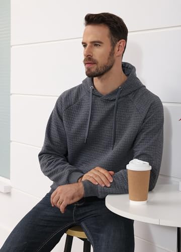 ZTN Mens Hooded Sweatshirt Long Sleeve Quilted Sweatshirt Casual Fashion Pullover Hoodies Warm Lightweight with Pockets3