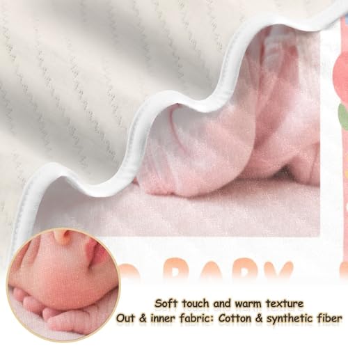 Custom Cute Baby Image Pink Bear Flower Blankets for Newborns Soft Personalize Photo tag Blankets for Girls or Boys 30x40in Manta de Algodon para2