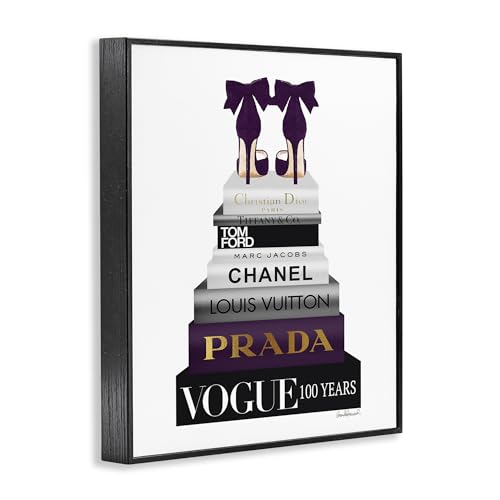 Image of Fashion Designer Shoes Bookstack, 16 x 20 Inch Framed Giclee Print