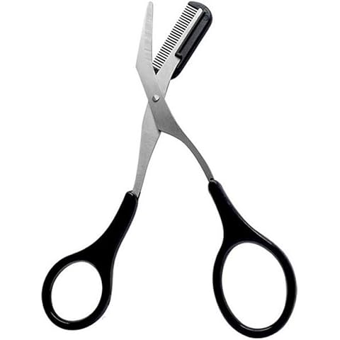 Nylea Eyebrow Trimmer with Razors, Eyebrow Scissors Comb for Women and Men, All-in-One Shaper Epilator Hair Remover, Multipurpose Exfoliating Dermaplaning Tool Razors (Black) Cover