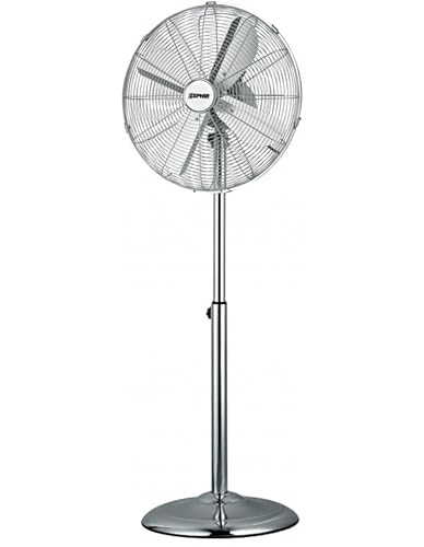 Dimensione Elettronica S.R.L. PF40CR Ventilatore a Piantana Professionale 3 Velocità Oscillazione Automatica e Griglia di Sicurezza Regolabile in Metallo Altezza 140 cm Silenzioso Zephir