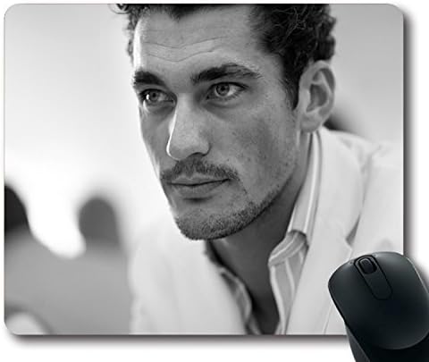 Custom Gaming Mouse Pad with david gandy eyes hair mustache model black and white Non-Slip Neoprene Rubber Standard Size 9 Inch(220mm) X 7 Inch(180mm) X 1/8 Inch(3mm) Desktop Mousepad Laptop Mousepads Comfortable Computer Mouse Mat