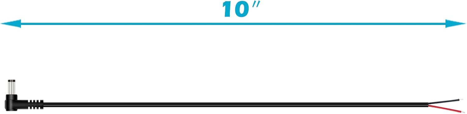 DC Power Pigtail Cable, 2-Pack 5.5mm x 2.5mm 90 Degree Right Angle DC Barrel Male Plug Jack Connector to Bare Wire Power Supply Adapter Repair Cord for CCTV Surveillance Security Camera LED Strip - Image 4