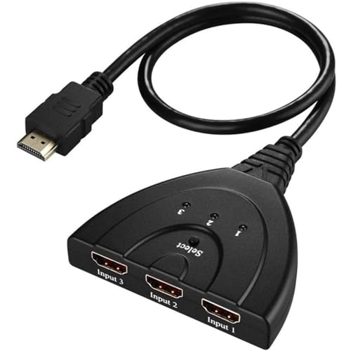 Hdmi Switcher 3 in 1 Out with High Speed Pigtail Cable Supports 1080P&3D, HD Audio (HDMI Switch)