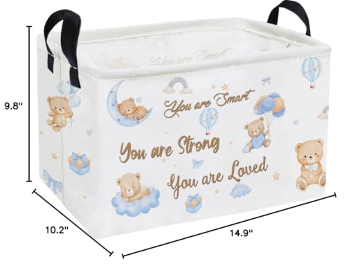 Image of Essme Rectangular Bear Basket,Kids Baskets Empty with Handles,Cute Baskets for Kids Halloweens Room Decor,Boys and Girls, Candy Basket,(Bear)